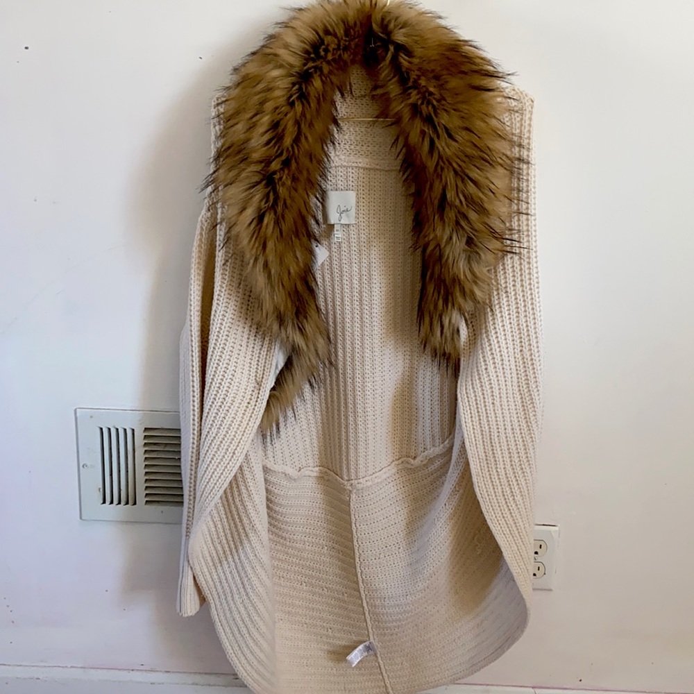 Joie cream and fur lined sweater